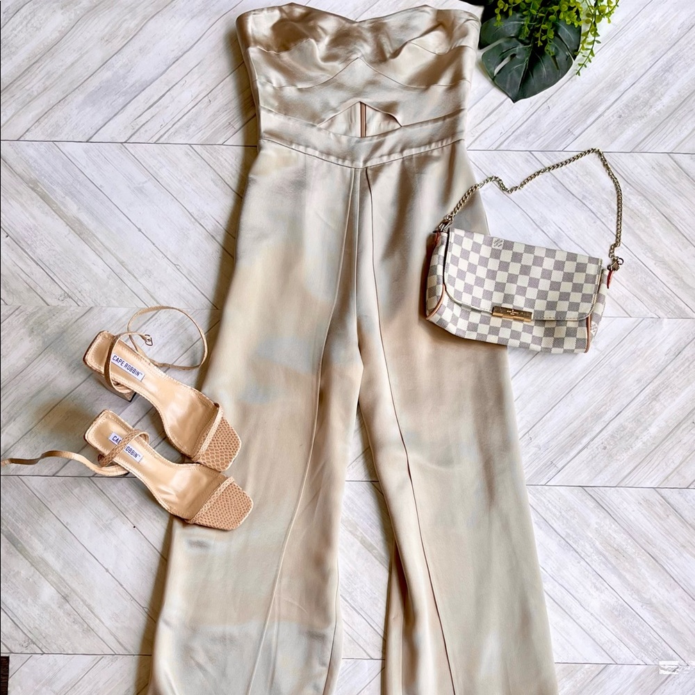 MESTIZA SILK STRAPLESS PANTSUIT | SIZE 2